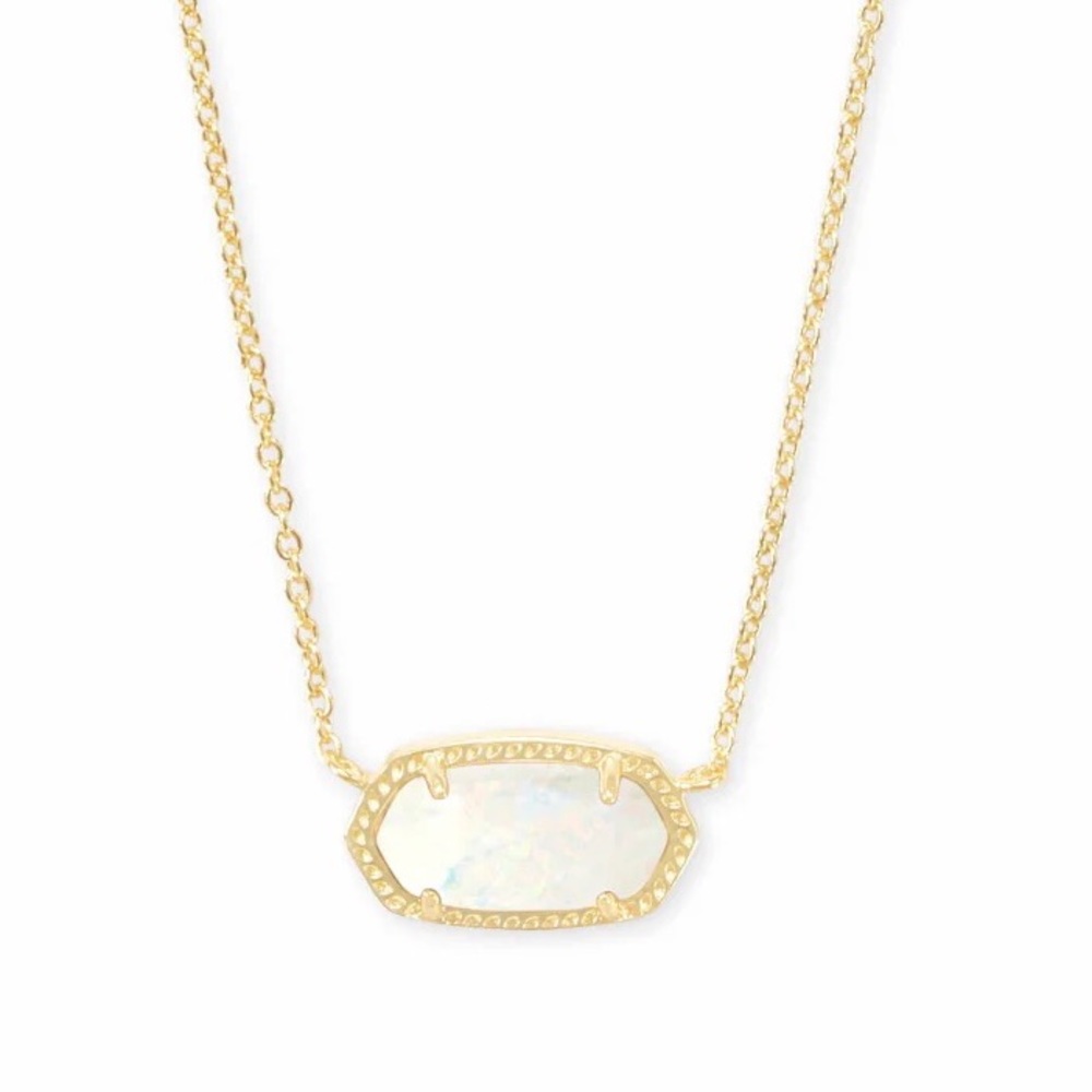 Kendra Scott Elisa Pendant - Gold chain, White Kyocera Opal stone